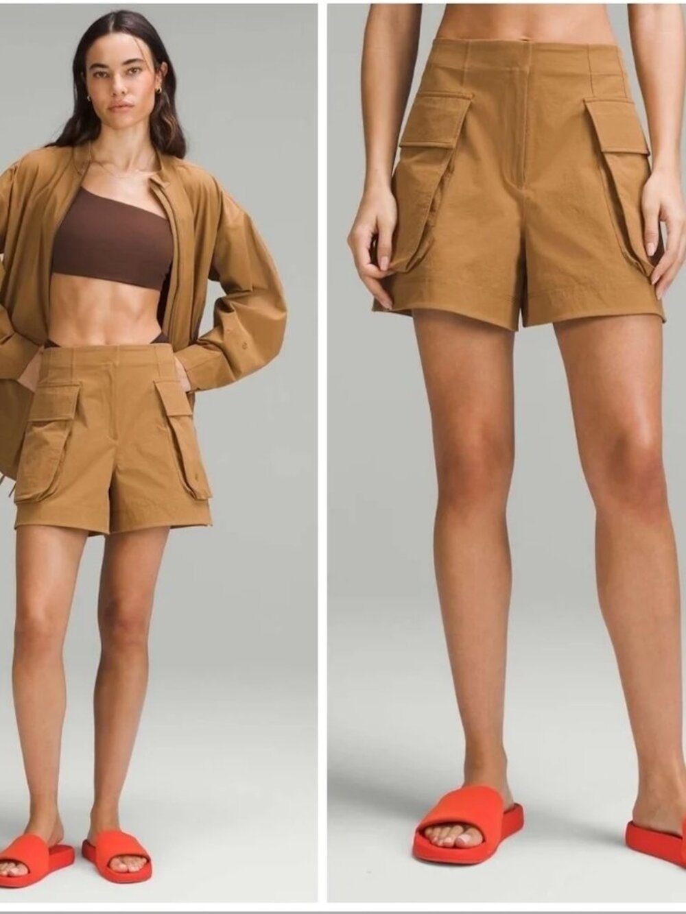 Lululemon Relaxed Fit Super High Rise Cargo Short 4" Bold Beige